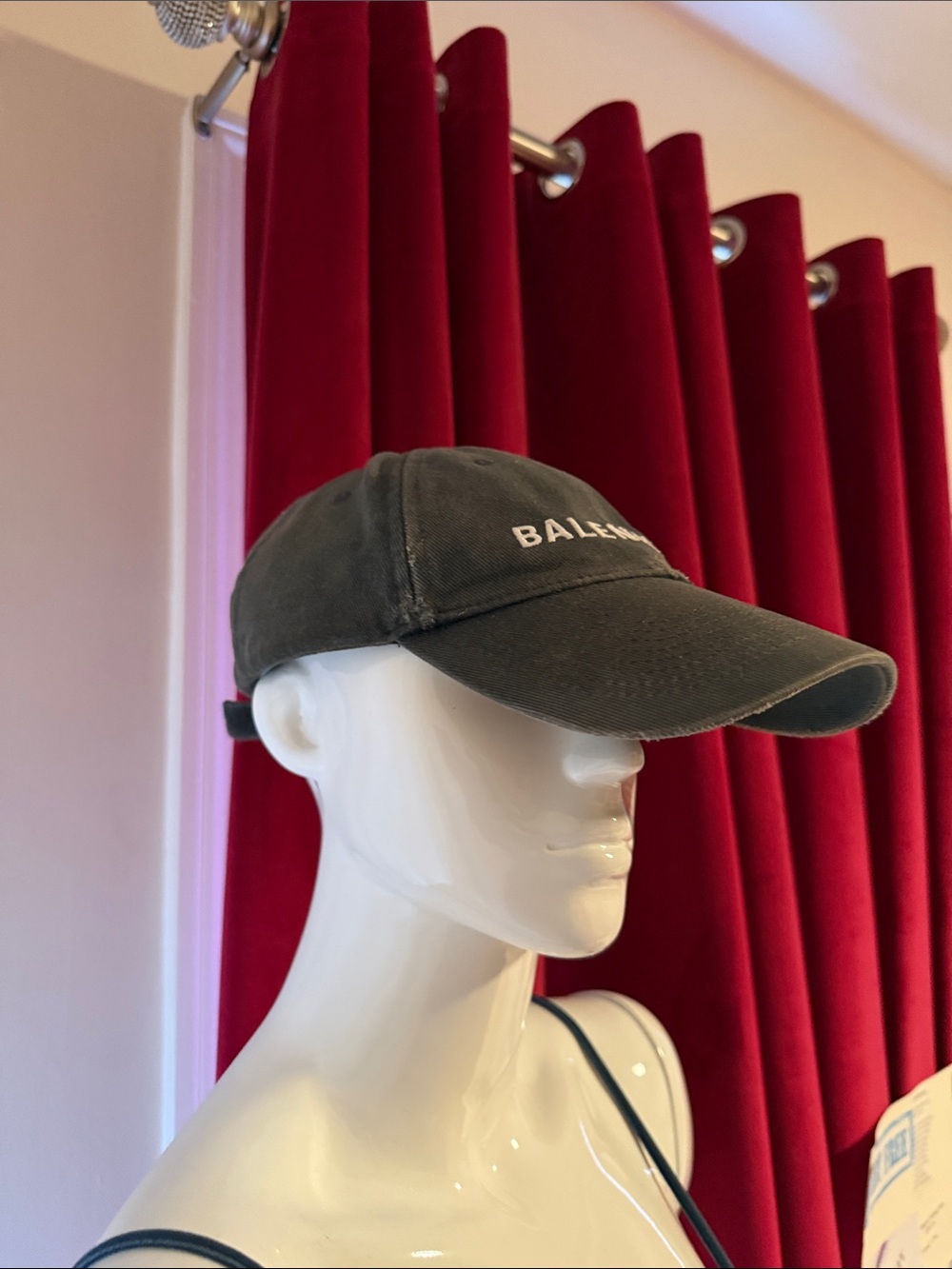 Authentic- Balenciaga Distressed Gray Logo Baseball Cap with Washed Finish